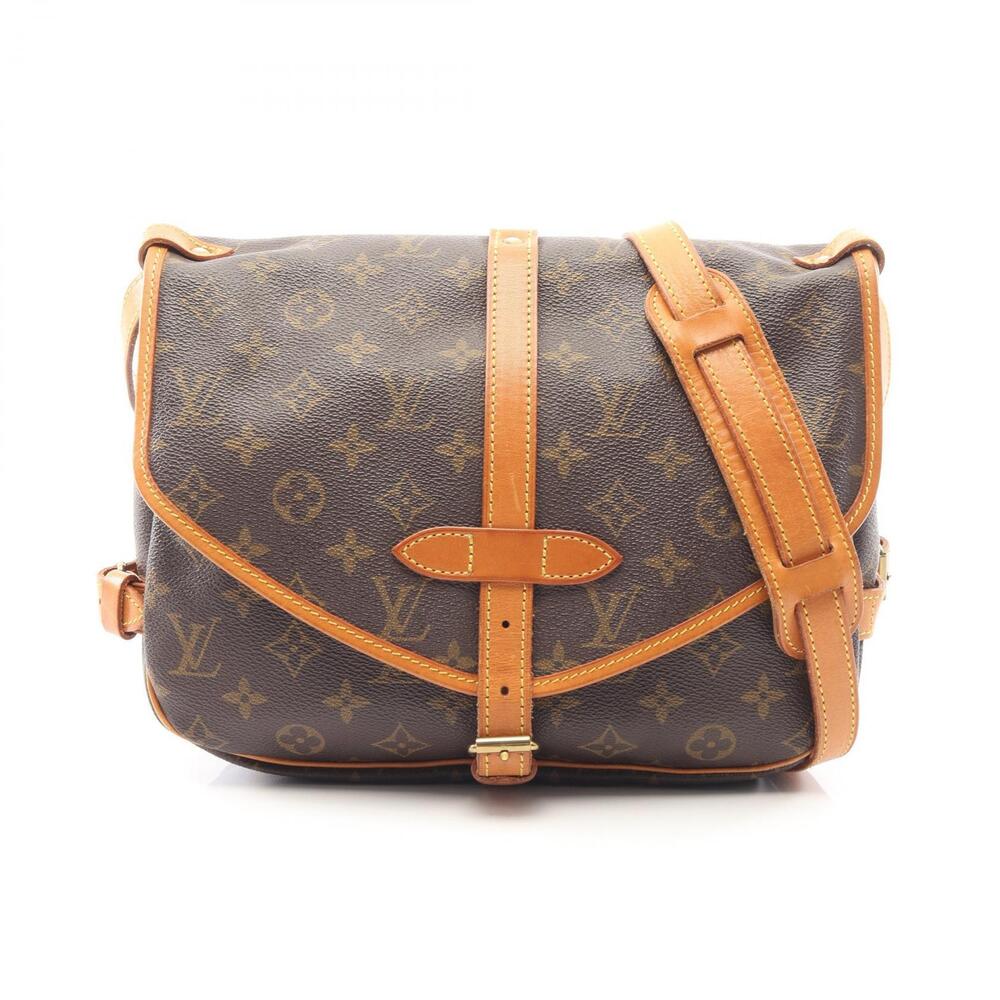 Louis Vuitton Saumur Shoulder Bag Canvas Leather Monogram Brown